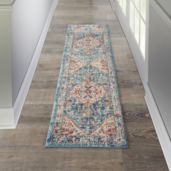 Nourison Passion PSN23 Runner Rug, Ivory/Light Blue, 2'2" x 7'6"