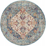 Nourison Passion PSN23 Area Rug, Ivory/Light Blue, 4' x Round