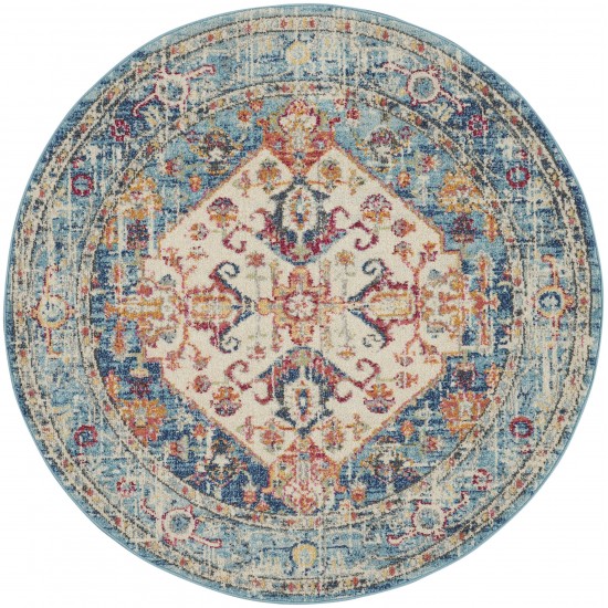 Nourison Passion PSN23 Area Rug, Ivory/Light Blue, 4' x Round