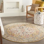 Nourison Passion PSN23 Area Rug, Ivory/Yellow, 4' x Round