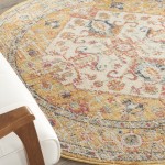 Nourison Passion PSN23 Area Rug, Ivory/Yellow, 5'3" x Round