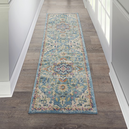 Nourison Passion PSN25 Runner Rug, Ivory/Light Blue, 1'10" x 6'