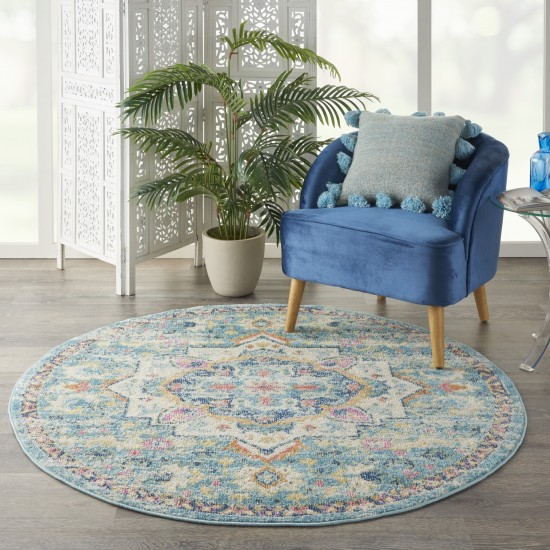 Nourison Passion PSN25 Area Rug, Ivory/Light Blue, 4' x Round