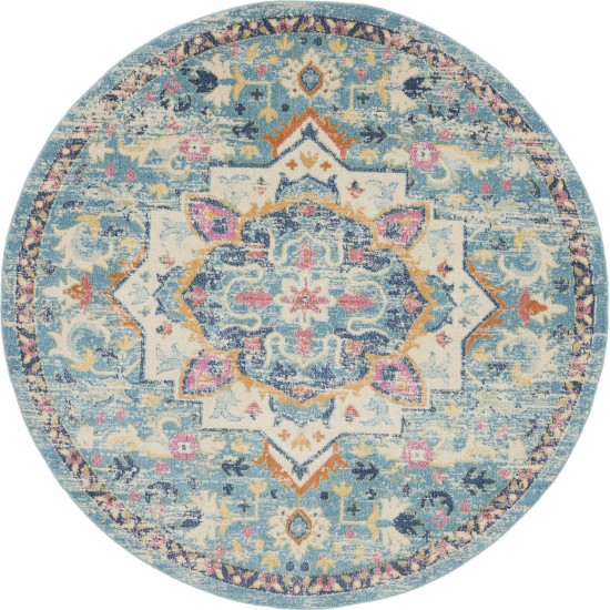 Nourison Passion PSN25 Area Rug, Ivory/Light Blue, 8' x Round