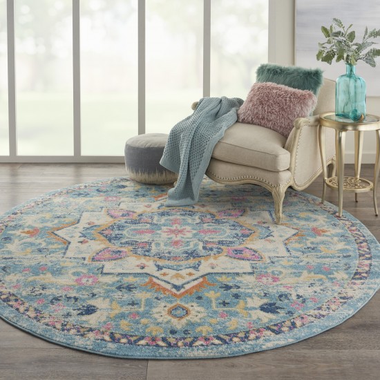 Nourison Passion PSN25 Area Rug, Ivory/Light Blue, 8' x Round