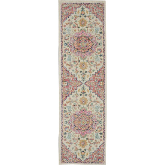 Nourison Passion PSN25 Runner Rug, Ivory/Pink, 1'10" x 6'