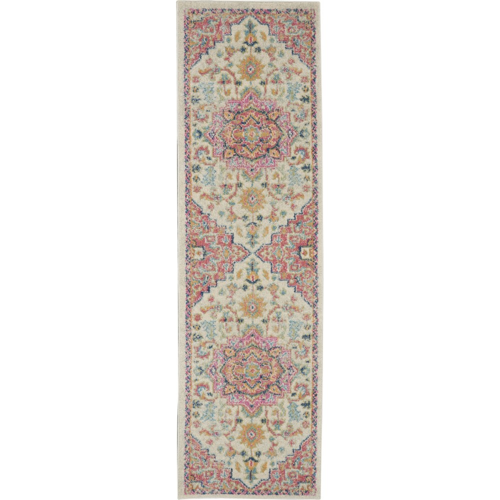 Nourison Passion PSN25 Runner Rug, Ivory/Pink, 2'2" x 7'6"