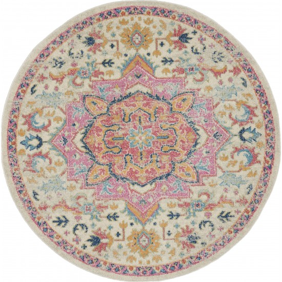 Nourison Passion PSN25 Area Rug, Ivory/Pink, 4' x Round