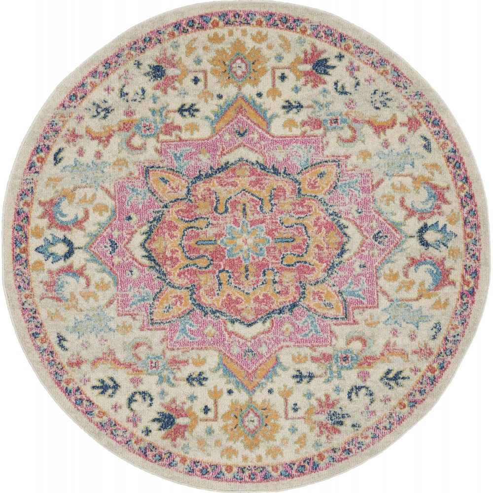 Nourison Passion PSN25 Area Rug, Ivory/Pink, 4' x Round Nourison Passion PSN25 Area Rug, Ivory/Pink, 4' x Round