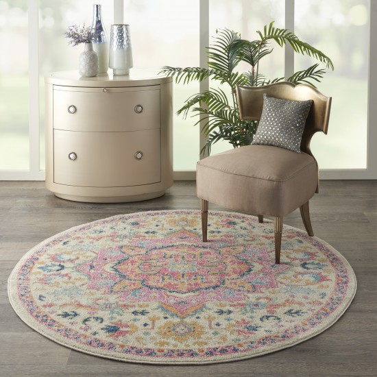 Nourison Passion PSN25 Area Rug, Ivory/Pink, 4' x Round