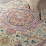Nourison Passion PSN25 Area Rug, Ivory/Pink, 4' x Round