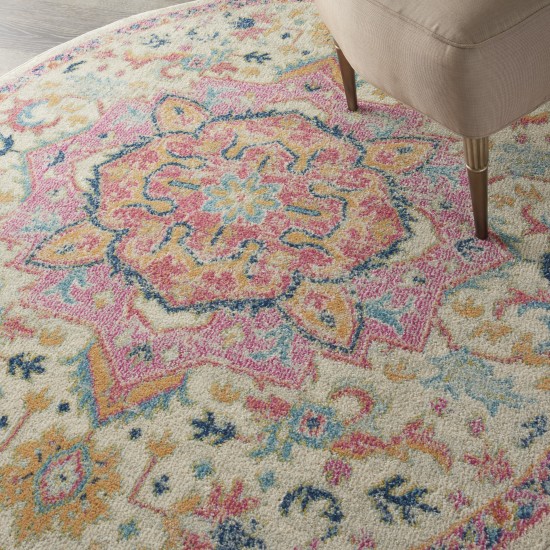 Nourison Passion PSN25 Area Rug, Ivory/Pink, 4' x Round