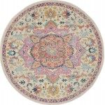 Nourison Passion PSN25 Area Rug, Ivory/Pink, 5'3" x Round