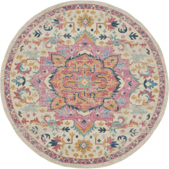 Nourison Passion PSN25 Area Rug, Ivory/Pink, 8' x Round