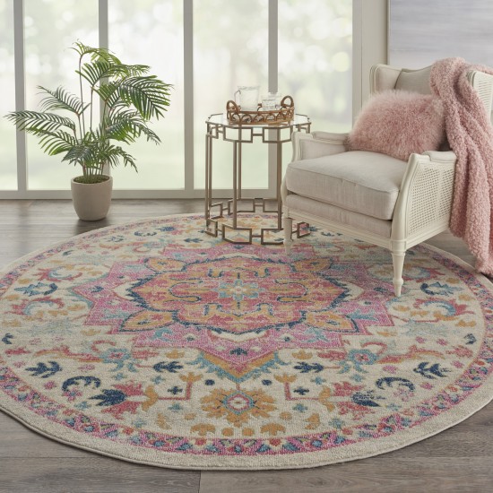 Nourison Passion PSN25 Area Rug, Ivory/Pink, 8' x Round