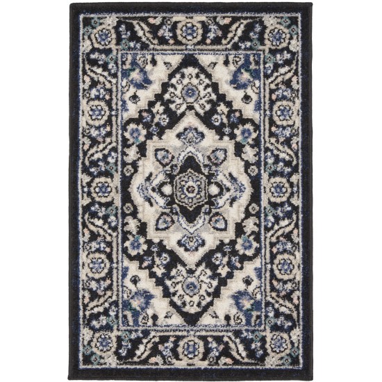 Nourison Passion PSN33 Area Rug, Black/Ivory, 1'10" x 2'10"