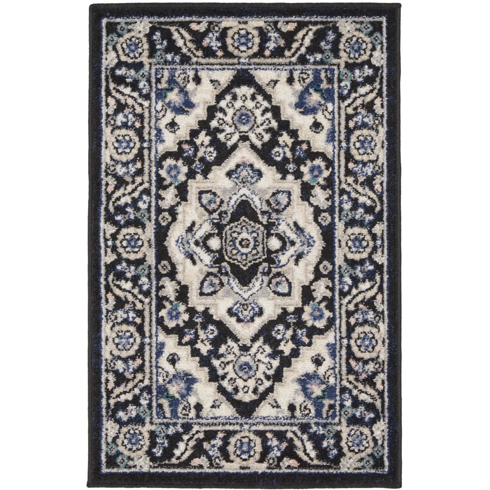 Nourison Passion PSN33 Area Rug, Black/Ivory, 1'10" x 2'10"