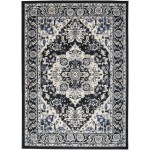 Nourison Passion PSN33 Area Rug, Black/Ivory, 5'3" x 7'3"