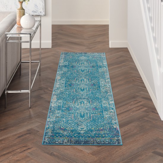 Nourison Passion PSN38 Runner Rug, Blue, 2'2" x 7'6"