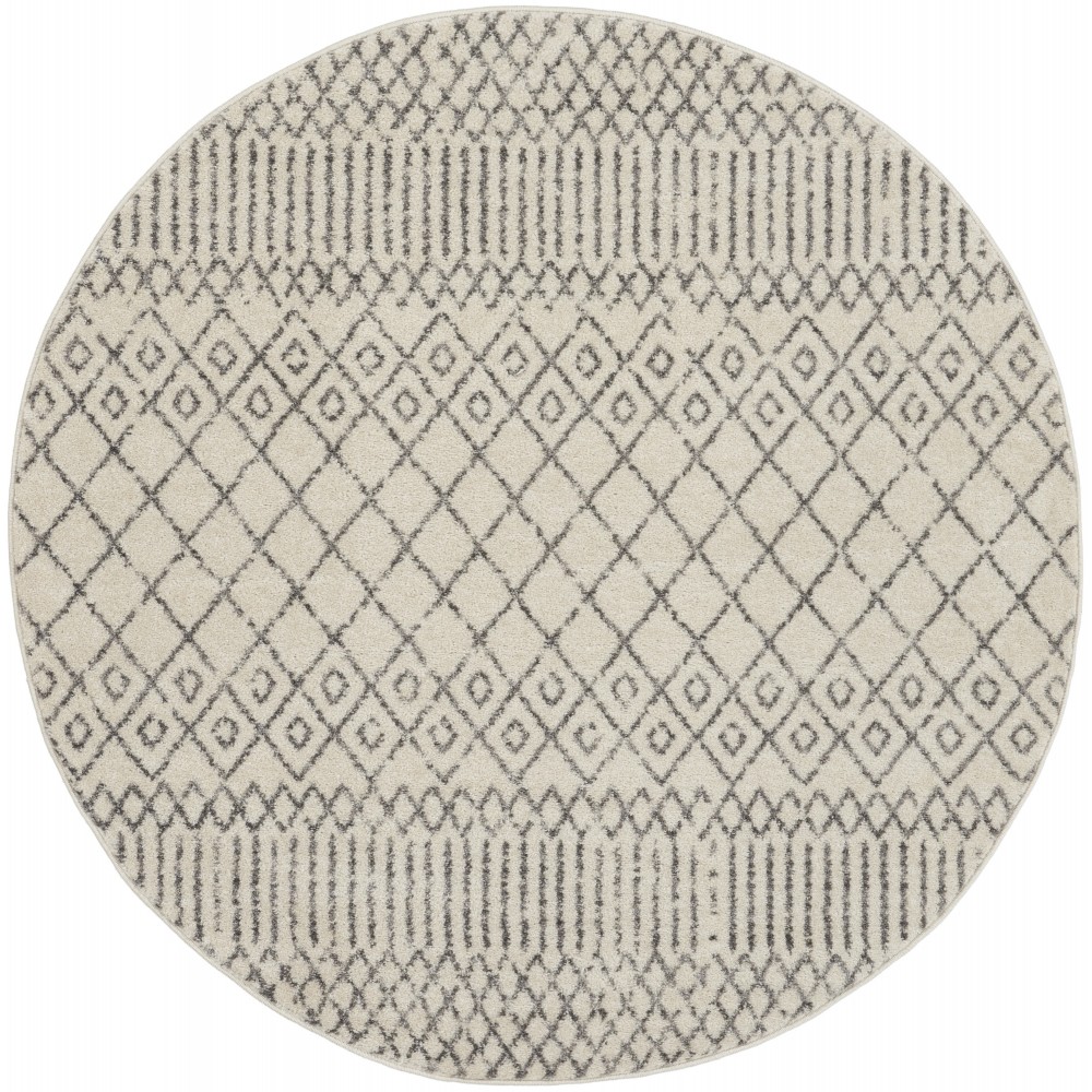 Nourison Passion PSN42 Area Rug, Ivory/Grey, 5'3" x Round