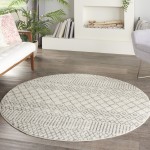 Nourison Passion PSN42 Area Rug, Ivory/Grey, 5'3" x Round