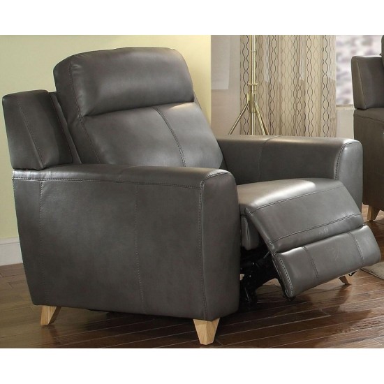 ACME Cayden Recliner (Power Motion), Gray Leather-Aire Match