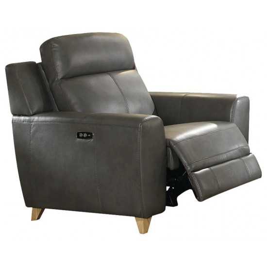 ACME Cayden Recliner (Power Motion), Gray Leather-Aire Match