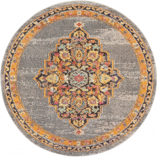 Nourison Passionate PST01 Area Rug, Grey, 5'3" x Round