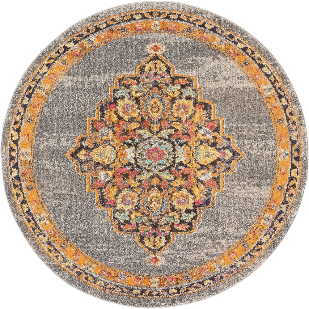 Nourison Passionate PST01 Area Rug, Grey, 5'3" x Round