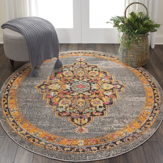 Nourison Passionate PST01 Area Rug, Grey, 5'3" x Round