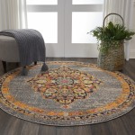 Nourison Passionate PST01 Area Rug, Grey, 5'3" x Round