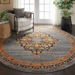 Nourison Passionate PST01 Area Rug, Grey, 7'10" x Round