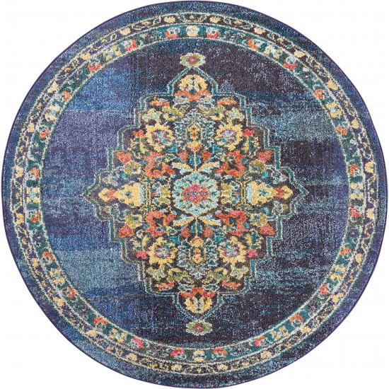 Nourison Passionate PST01 Area Rug, Navy, 5'3" x Round