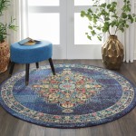 Nourison Passionate PST01 Area Rug, Navy, 5'3" x Round