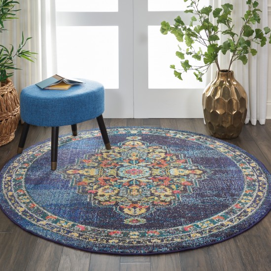 Nourison Passionate PST01 Area Rug, Navy, 5'3" x Round