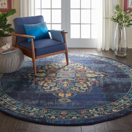 Nourison Passionate PST01 Area Rug, Navy, 7'10" x Round