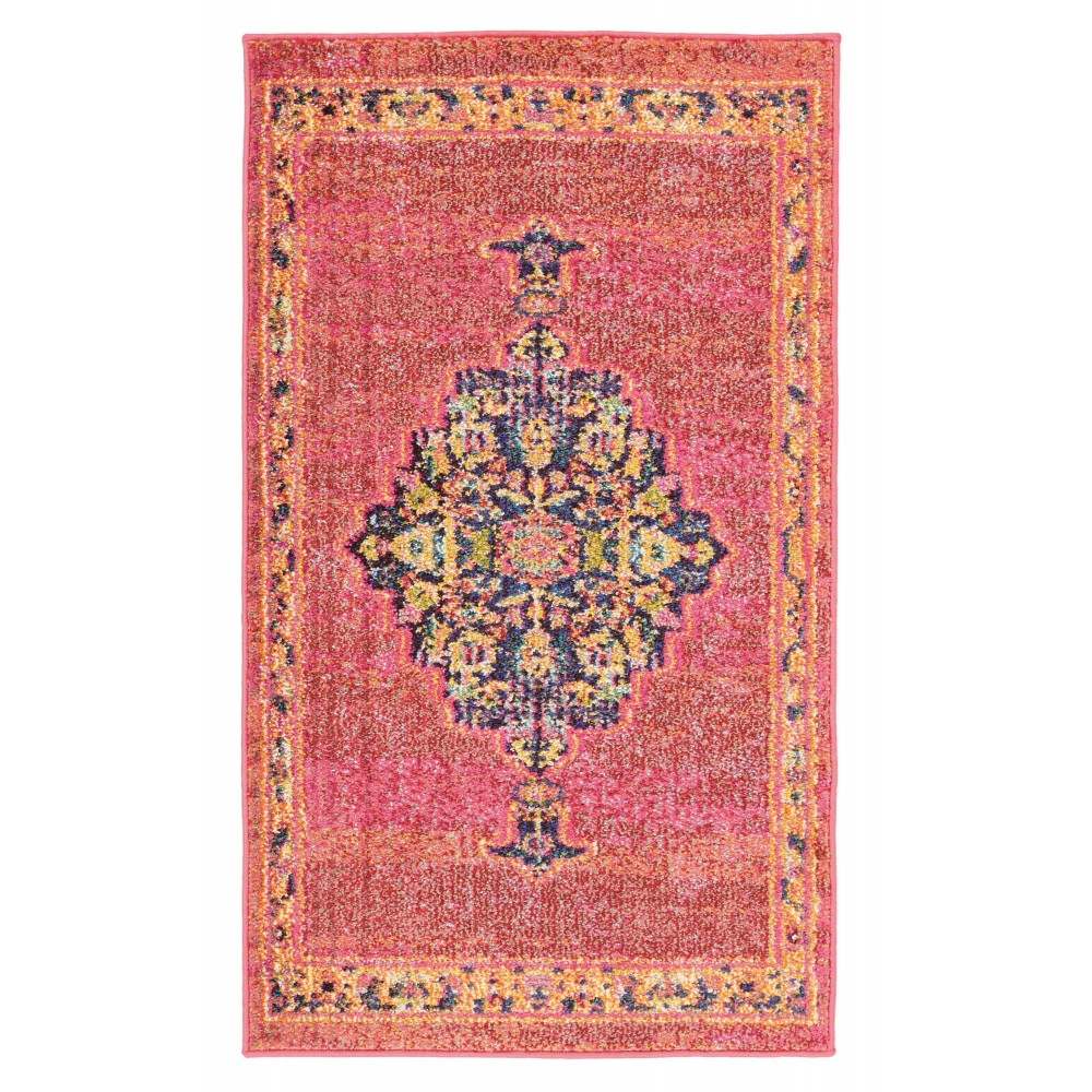 Nourison Passionate PST01 Area Rug, Pink/Flame, 2'2" x 3'9"