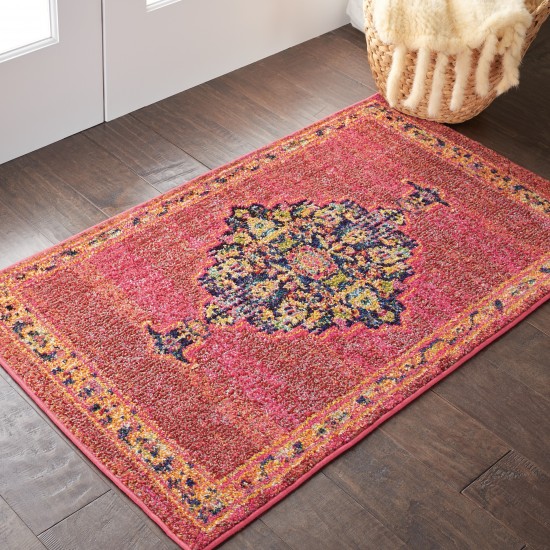 Nourison Passionate PST01 Area Rug, Pink/Flame, 2'2" x 3'9"