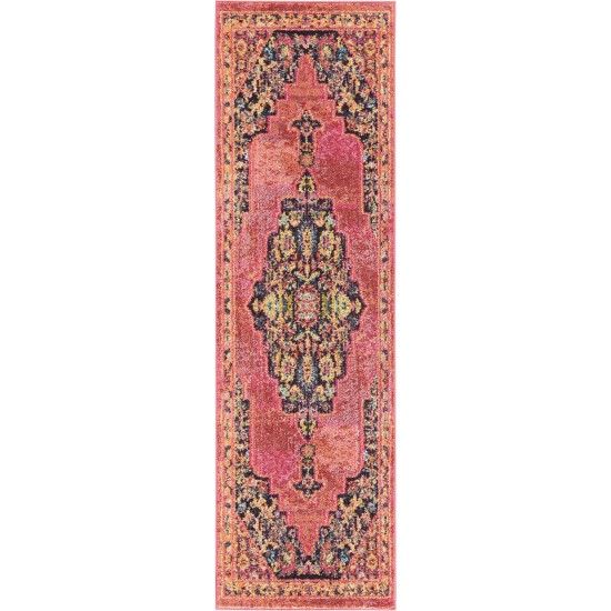 Nourison Passionate PST01 Runner Rug, Pink/Flame, 2'2" x 7'6"