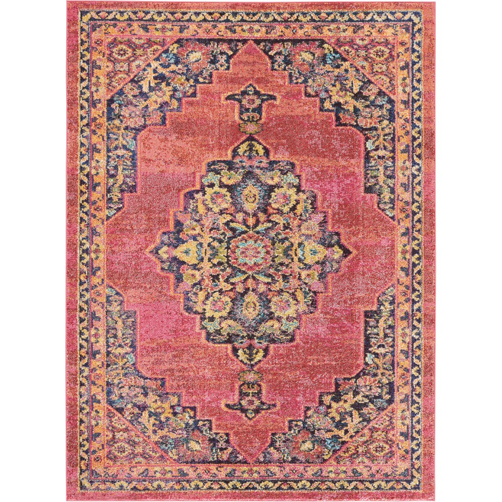 Nourison Passionate PST01 Area Rug, Pink/Flame, 5'3" x 7'3"