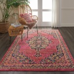 Nourison Passionate PST01 Area Rug, Pink/Flame, 5'3" x 7'3"