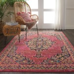 Nourison Passionate PST01 Area Rug, Pink/Flame, 5'3" x 7'3"