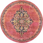 Nourison Passionate PST01 Area Rug, Pink/Flame, 5'3" x Round