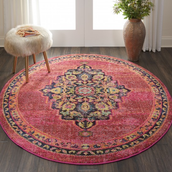 Nourison Passionate PST01 Area Rug, Pink/Flame, 5'3" x Round