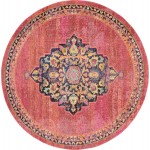 Nourison Passionate PST01 Area Rug, Pink/Flame, 7'10" x Round