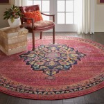 Nourison Passionate PST01 Area Rug, Pink/Flame, 7'10" x Round