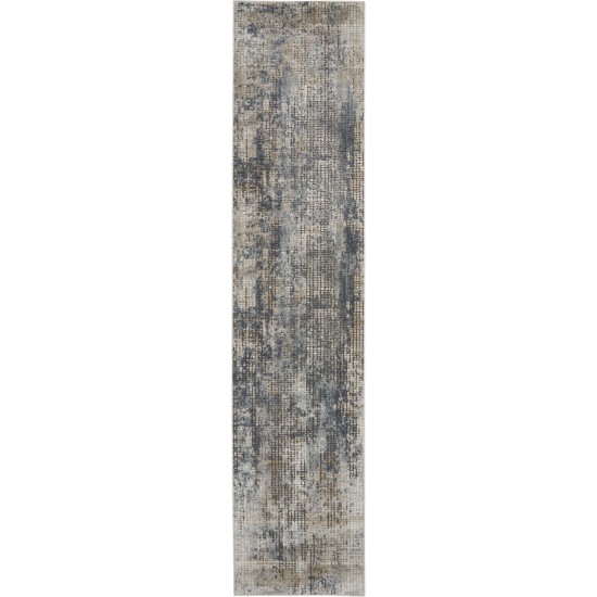 Nourison Quarry QUA02 Runner Rug, Blue/Beige, 2'2" x 10'