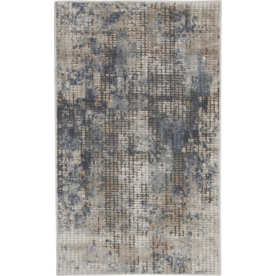 Nourison Quarry QUA02 Area Rug, Blue/Beige, 2'2" x 3'9"