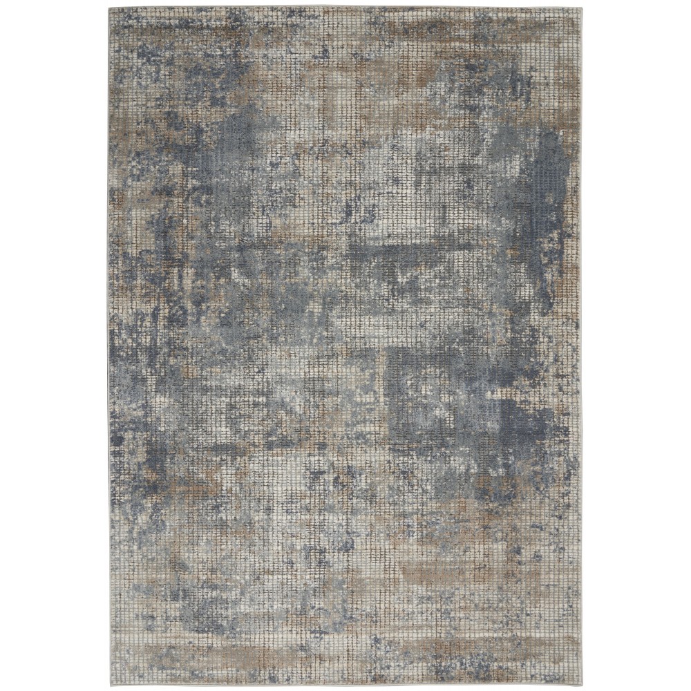 Nourison Quarry QUA02 Area Rug, Blue/Beige, 3'9" x 5'9"