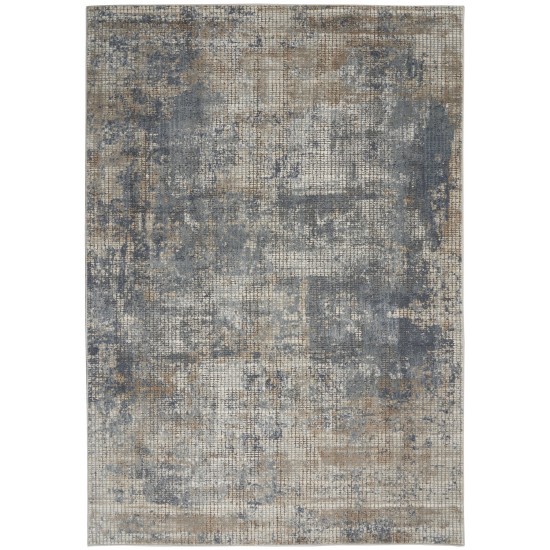 Nourison Quarry QUA02 Area Rug, Blue/Beige, 5'3" x 7'3"